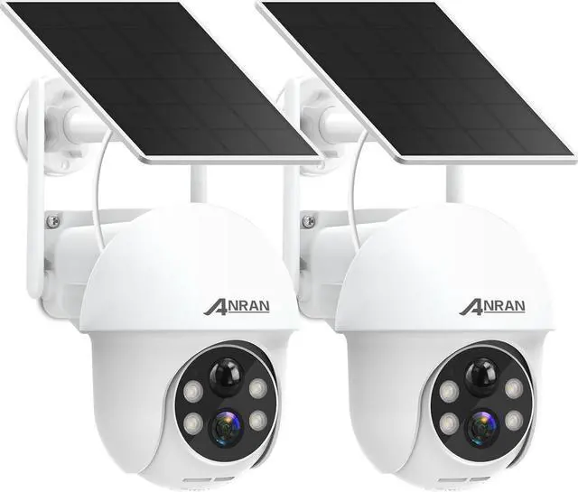 Main image of ANRAN 2K Security Camera Wireless Outdoor, Solar Outdoor Camera with 360° View, Smart Siren, Spotlights, Color Night Vision, PIR Human Detection, Pan Tilt Control, 2-Way Talk, Q01W 2 Packs