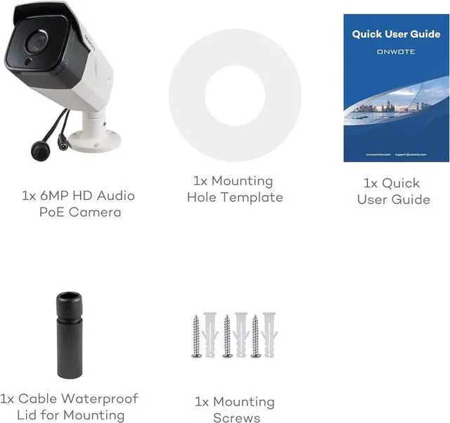 Alt view image 6 of 7 - ONWOTE 6MP Super HD PoE IP Security Camera with Audio, AI Human Vehicle Detection, 3072x2048 6 Megapixels, 122° FoV, Indoor/Outdoor Commercial Wired Camera for Business, Add-on to PoE NVR System