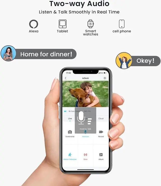 Alt view image 7 of 7 - ieGeek 5MP Security Cameras Wireless Outside, Solar Camera Outdoor Wireless WiFi 360° PTZ Battery Powered with Spotlight & Siren/Motion Detection/Color Night Vision/2-Way Audio/IP65, Works with Alexa