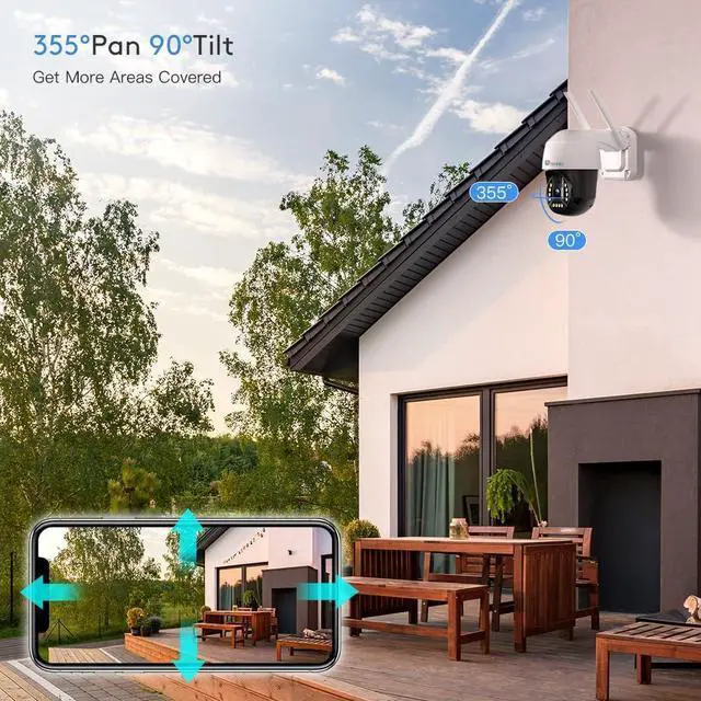 Alt view image 7 of 7 - Ctronics 4K 8MP Security Camera Outdoor, 2.4/5Ghz WiFi Surveillance IP Camera Outdoor with Smart Human/Vehicle Detection, Auto Tracking, 65ft Color Night Vision, Two Way Audio,Plug in,IP66