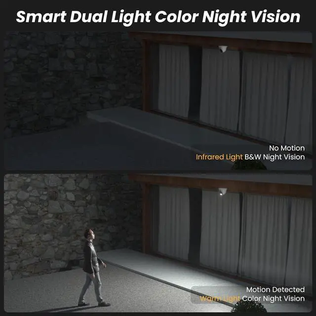 Alt view image 3 of 7 - Anpviz 4K PoE Camera Turret 8MP IP Camera Outdoor, PoE Security Cameras with AI Human Vehicle Detection, Smart Dual Light Color Night Vision 98ft, Built-in Mic, IP66 Waterproof, U Series
