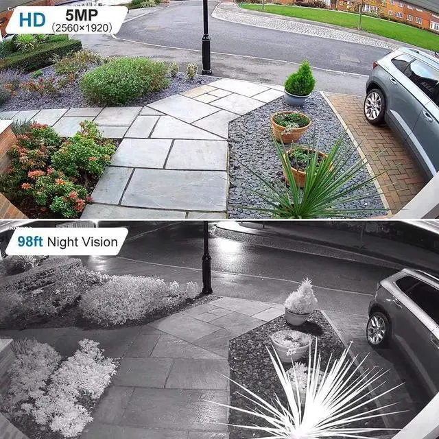 Alt view image 3 of 7 - Anpviz 5MP IP PoE Dome Security Camera with Mic/Audio, Turret Camera Outdoor with Human Detection, IP66 Weatherproof, 98FT Night Vision, 2.8mm Wide Angle, Full Metal (U Series)