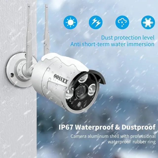 Alt view image 7 of 7 - Gadpiparty Dual Antennas for Wi-Fi Enhanced AI Human Detected 2K 3.0MP Wireless Security Camera System, Surveillance DVR Kits with 2TB Hard Drive, 4Pcs Outdoor WiFi Security Cameras, with Audio, Nigh