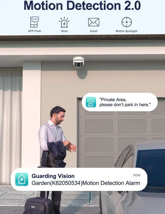 Alt view image 3 of 6 - Anpviz 6MP PoE Dual Lens Security Camera Outdoor, Panoramic 180° Wide Angle IP Dome Camera with Human/Vehicle Detection, Full Metal Housing, Two Way Talk, Built-in MicroSD Card Slot (H Series)