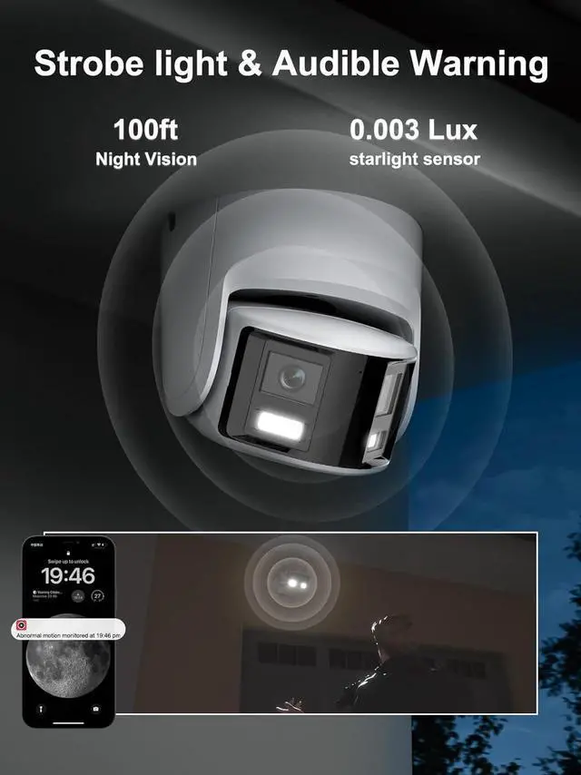 Alt view image 6 of 6 - Anpviz 6MP PoE Dual Lens Security Camera Outdoor, Panoramic 180° Wide Angle IP Dome Camera with Human/Vehicle Detection, Full Metal Housing, Two Way Talk, Built-in MicroSD Card Slot (H Series)