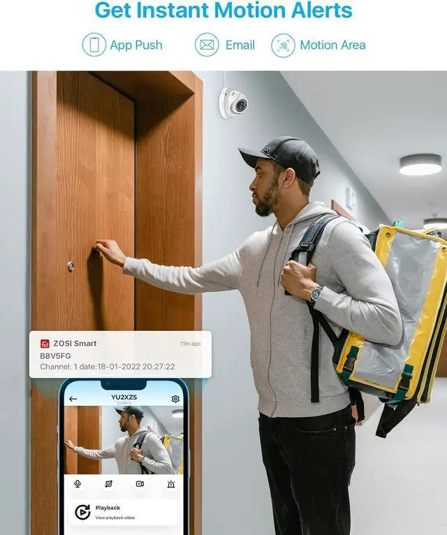 Alt view image 4 of 7 - Gadpiparty ZOSI 16CH 4K PoE Home Security Camera System Outdoor Indoor,H.265+ 16 Channel 8MP CCTV NVR with 4TB HDD for 24/7 Recording,10 x 5MP PoE IP Cameras,Night Vision,Motion Detection,Remote Acce