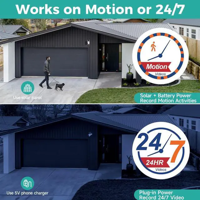 Alt view image 4 of 7 - xmartO 4MP QHD Wire-Free Solar-Powered Home Security Camera Wireless Outdoor/Indoor (Eternal Solar Power, AI Motion Detection,Spot Lights and Siren,SD, NVR or Cloud Storage)
