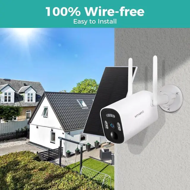 Alt view image 3 of 7 - xmartO 4MP QHD Wire-Free Solar-Powered Home Security Camera Wireless Outdoor/Indoor (Eternal Solar Power, AI Motion Detection,Spot Lights and Siren,SD, NVR or Cloud Storage)