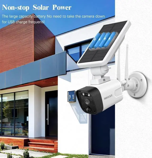 Alt view image 5 of 7 - OOSSXX Solar Security Camera Outdoor Wireless Solar Powered Wireless Camera with Rechargeable Battery, WiFi Home Surveillance Camera 4.0MP with Two Way Audio
