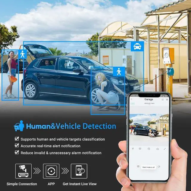 Alt view image 7 of 7 - VIKYLIN 4K 8MP POE IP PTZ Camera Outdoor,5X Optical Zoom 2.7~13.5mm Lens Full Color Night Vision,AI Human/Vehicle Detection, Spotlight&Sound Alarm,2- Way Audio,SD(512GB),IP67,NDAA Complaint