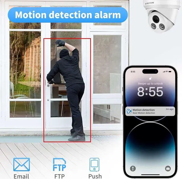 Alt view image 5 of 7 - VIKYLIN 5MP IP POE Security Camera with Smart Dual Light Full Color Night Vision,Built in Mic,Active Deterrence for Human Detection,2.8mm Lens,IP67 Outdoor Turret IP Camera