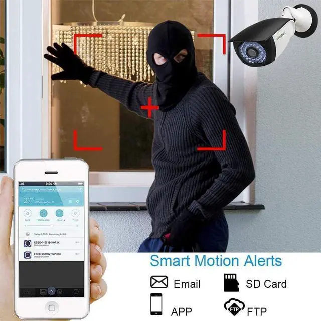 Alt view image 3 of 7 - SV3C POE Camera, 4MP POE IP Security Camera Outdoor(Wired), Motion Detection, HD Infrared Night Vision, Metal Shell, IP66 Waterproof, Onvif Conformant, Support SD Card Record, RTSP, APP, PC