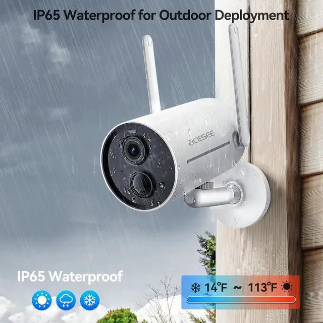 Alt view image 4 of 7 - acesee Security Camera Wireless Outdoor - Battery Powered Camera Outdoor, Color Night Vision, Spotlight, AI Motion Detection Siren Alarm Two-Way Audio Waterproof, only 2.4GHz WiFi (3MP White)