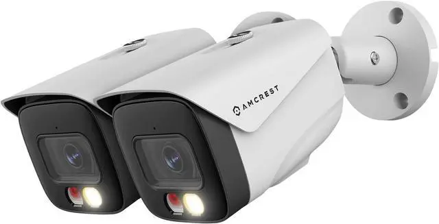 Main image of Amcrest 2-Pack UltraHD 4K IP PoE AI Camera, FOV 129°, 49ft Color Nightvision, Security Outdoor Bullet Camera, Human & Vehicle Detection, Active Deterrent, 4K @15fps, 2PACK-IP8M-2796EW-AI (White)