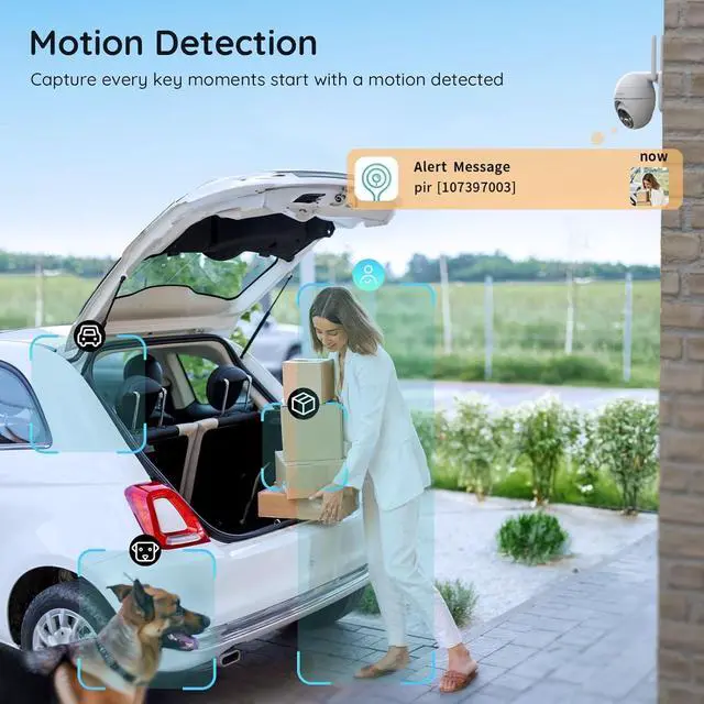 Alt view image 4 of 7 - Solar Security Camera Outdoor, 2K Wireless WiFi 360° PTZ Camera, Solar Powered Security Cameras with Spotlight & Siren, Color Night Vision, PIR Motion Detection, 15000mAh Battery, 2 Way Audio, IP65