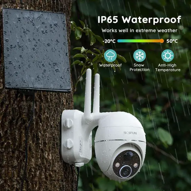 Alt view image 7 of 7 - Solar Security Camera Outdoor, 2K Wireless WiFi 360° PTZ Camera, Solar Powered Security Cameras with Spotlight & Siren, Color Night Vision, PIR Motion Detection, 15000mAh Battery, 2 Way Audio, IP65