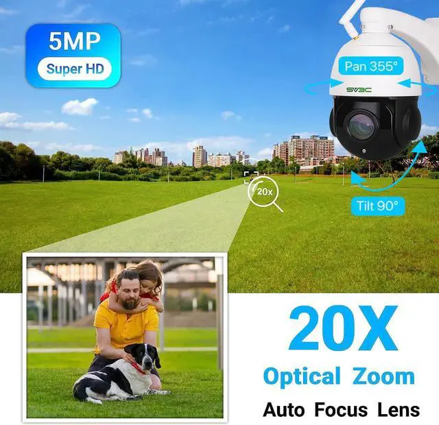 Alt view image 2 of 7 - SV3C PTZ Security IP Camera Outdoor, 20X Optical Zoom 5MP Dual Band 2.4G 5GHZ WiFi Home Cameras Support Onvif, RTSP Browser Viewing, Humanoid Detect, Metal Shell Waterproof, 2-way Audio,SD Card Record