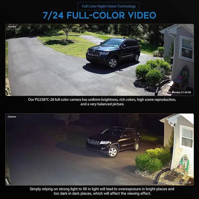 Alt view image 3 of 7 - VIKYLIN 8MP Full Color IP PoE AI Turret Camera(Black),F1.0 Aperture 98ft Color Night Vision,Built-in Mic,Human/Vehicle Detection,2.8mm Lens,IP67 4K Security IP Camera