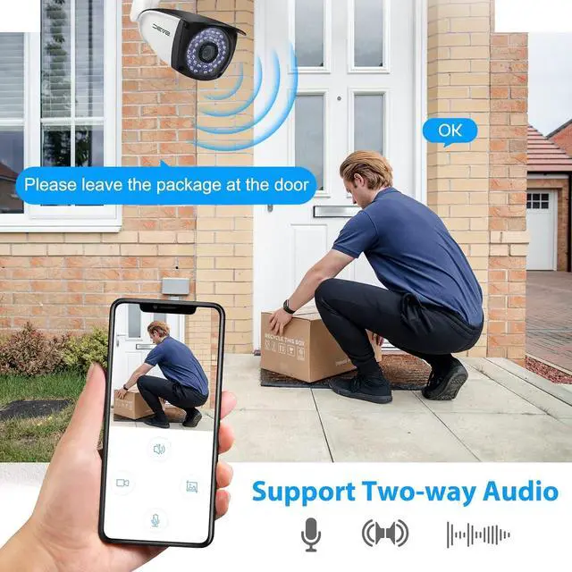 Alt view image 6 of 6 - SV3C 4K POE IP Camera, 8MP POE Security Camera Outdoor with Motion Detection 98ft HD Infrared Night Vision 2-Way Audio Metal Shell, Support RTSP, SD Card Record, FTP, PC, APP, Onvif Conformant (Wired)