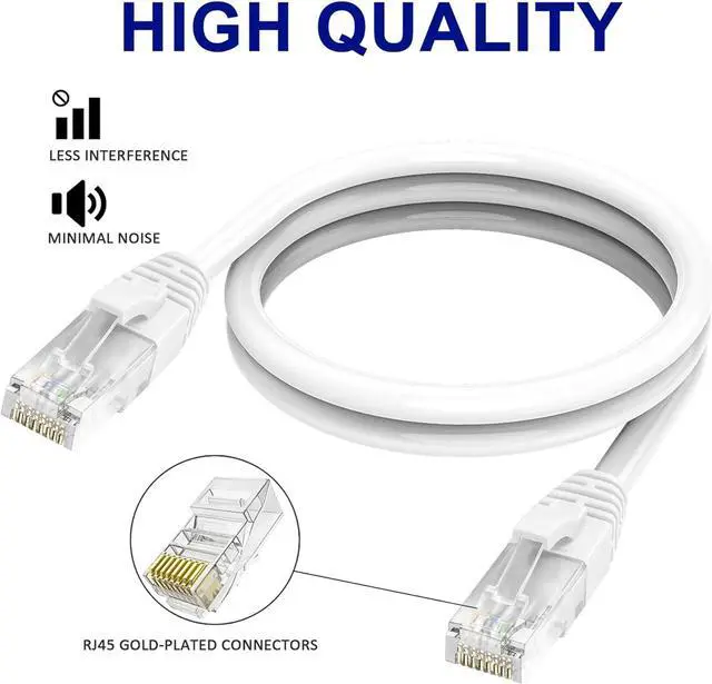 Alt view image 2 of 6 - Cat 6 Ethernet Cable 50 ft-White, High Speed Internet Cable (6 Colors for Selection) Support POE Gigabit Cat6 Cat 5e Cat 5 Cable Long Flexible Network Cable RJ45 Patch Cord+15 Ties