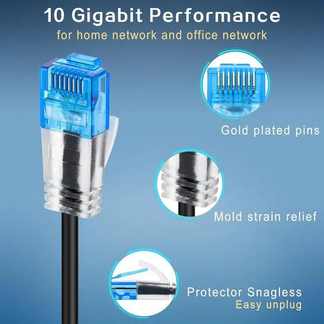 Alt view image 3 of 6 - Cat6a Ethernet Cable - 0.5ft (24-Pack), 10Gbps Data Center Patch Cable, Black