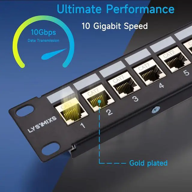 Alt view image 2 of 6 - 24 Port RJ45 Patch Panel Cat7 STP Feed Through, Coupler Network Panel 19 Inch, Inline Keystone Ethernet Patch Panel with Back Bar