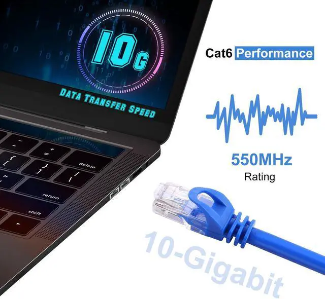 Alt view image 6 of 7 - CAT 6 Ethernet Cable 50 FT, Indoor High-Speed 10Gbps Snagless Long CAT6 50 FT Ethernet Cable for Internet, Router, Modem, Gaming, PlayStation, Xbox, POE Camera, Blue (50 Feet)