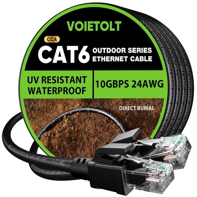 Cavo Ethernet Esterno Cat6a 10m, RJ45 UTP 24AWG CCA, Guaina LLDPE Impermeabile E Resistente Ai Raggi UV, Direct Burial, Gigabit 10 Gbps 550 MHz