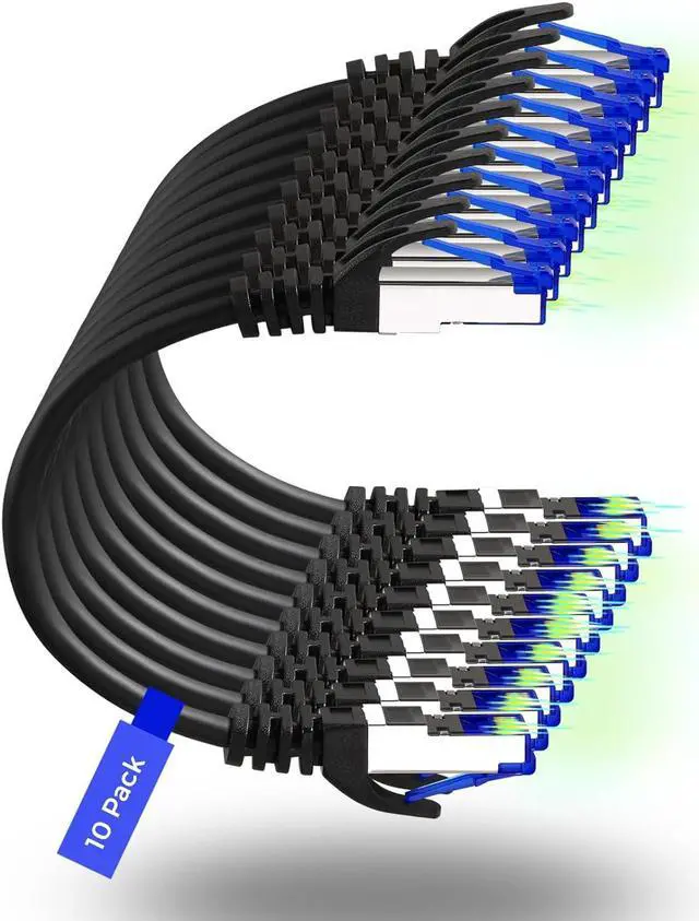 Main image of Rapink Patch Cables Cat8 1ft 10 Pack Slim, Cat8 Ethernet Patch Cable 40G Support, Snagless Cat 8 Patch Cable for Patch Panel to Switch, Flexiable Cat 8 Ethernet Cable Datacenter with Gold Plated