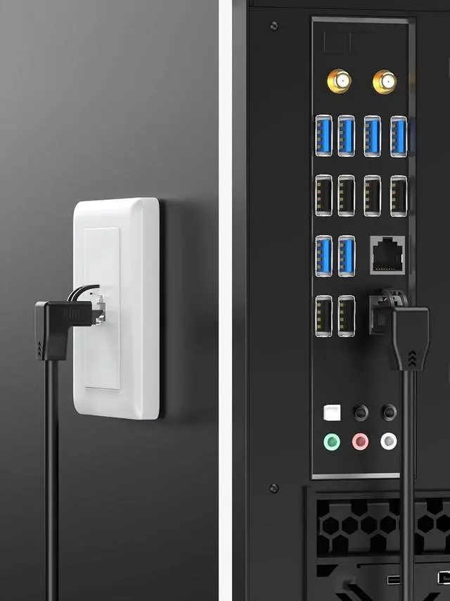 Alt view image 4 of 7 - CableCreation CAT6 Ethernet Patch Cable RJ45 LAN Cable Gigabit Network Cord 90 Degree Downward Angled,Bandwidth up to 250MHz 1Gbps for PC, Router, Modem, Printer, Xbox, PS4, PS3-6 Feet,Black