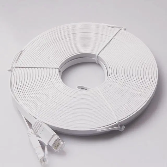 Alt view image 2 of 7 - REXUS Cat 6 White Flat Shielded Ethernet Network Cable (65 FT), High Speed 10Gbps LAN Wires Internet Patch Cable with RJ45 Connector Faster Than Cat5/Cat5e (C6F200B)