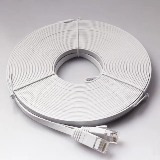 Alt view image 3 of 7 - REXUS Cat 6 White Flat Shielded Ethernet Network Cable (65 FT), High Speed 10Gbps LAN Wires Internet Patch Cable with RJ45 Connector Faster Than Cat5/Cat5e (C6F200B)