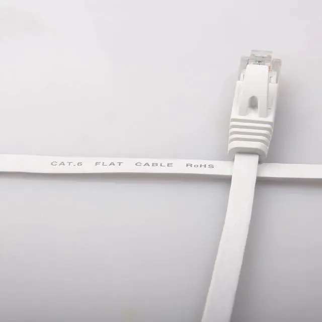 Alt view image 6 of 7 - REXUS Cat 6 White Flat Shielded Ethernet Network Cable (65 FT), High Speed 10Gbps LAN Wires Internet Patch Cable with RJ45 Connector Faster Than Cat5/Cat5e (C6F200B)