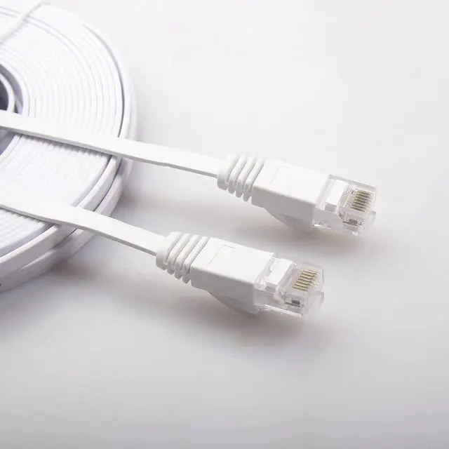 Alt view image 7 of 7 - REXUS Cat 6 White Flat Shielded Ethernet Network Cable (65 FT), High Speed 10Gbps LAN Wires Internet Patch Cable with RJ45 Connector Faster Than Cat5/Cat5e (C6F200B)