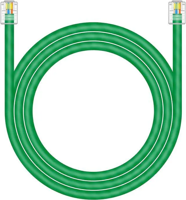 Main image of CAT5E RJ11 Data Cable DSL Cable 10ft Heavy Duty High-Speed DSL Modem Cable UTP Compatible with ATT RJ11 6P4C Male to Male Green - 10 Feet
