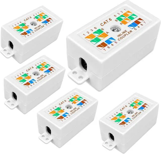 Main image of Cat 6 Junction Box 5 Pack Cat5e Splice connector Unshielded, Punch Down Type