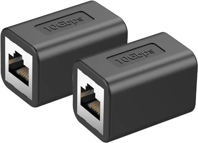 Main image of Ethernet Extender 10Gbps RJ45 Ethernet Coupler, in Line Coupler for Cat7/Cat6/Cat5e/Cat5 Ethernet Cable Extender Adapter for PC Router Modem PS5 Xbox Female to Female (2 Packs Black)
