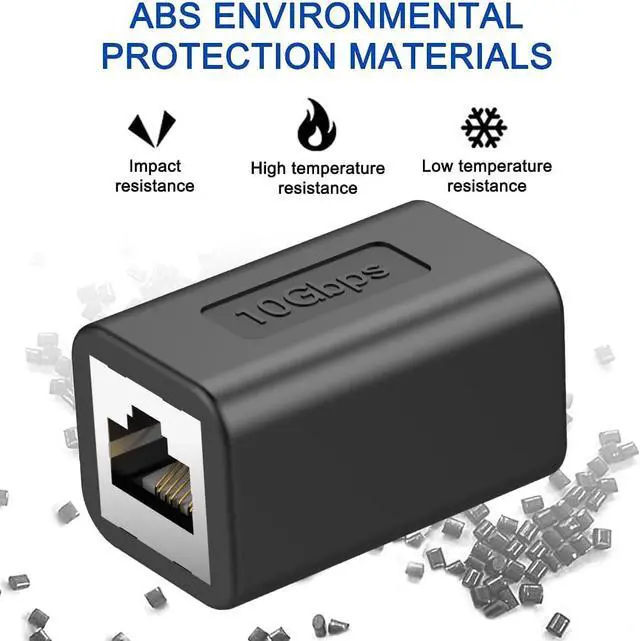 Alt view image 2 of 7 - Ethernet Extender 10Gbps RJ45 Ethernet Coupler, in Line Coupler for Cat7/Cat6/Cat5e/Cat5 Ethernet Cable Extender Adapter for PC Router Modem PS5 Xbox Female to Female (2 Packs Black)
