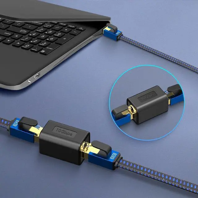 Alt view image 5 of 7 - Ethernet Extender 10Gbps RJ45 Ethernet Coupler, in Line Coupler for Cat7/Cat6/Cat5e/Cat5 Ethernet Cable Extender Adapter for PC Router Modem PS5 Xbox Female to Female (2 Packs Black)