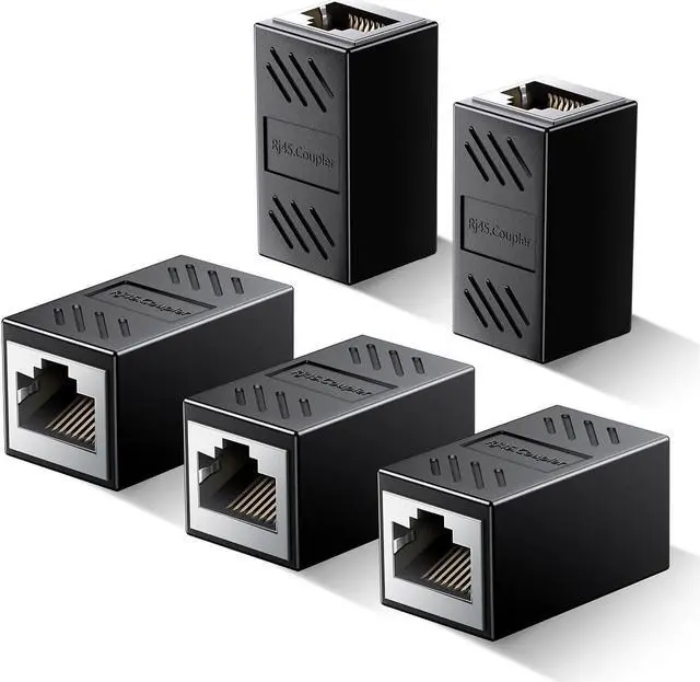 Main image of Ethernet Coupler, 5 Pack 1000Mbps High Speed Ethernet Extender for Cat7 Cat6 Cat5e Cat5 Cable, Plug and Play, Female to Female Ethernet Connector, in Line Coupler