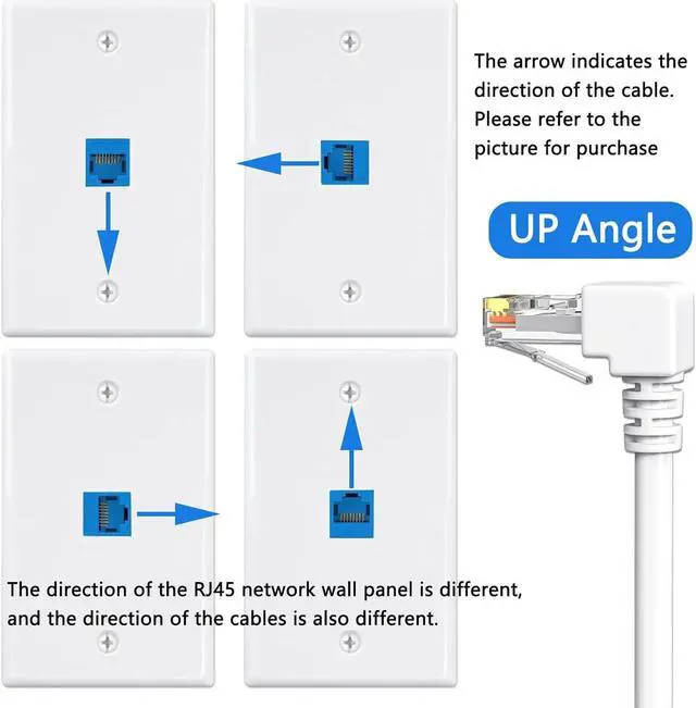 Alt view image 4 of 7 - 2Pack 90 Degree CAT6 Ethernet Cable White 3.3FT-UPangle, CAT 6 Right Angle Ethernet Patch Cable Gigabit RJ45 Network CableBandwidth up to 250MHz 1Gbps
