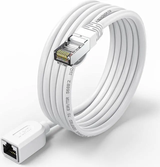 Main image of CAT 6 Ethernet Extension Cable White 10FT, RJ45 8P8C Extender Male/Female, Internet Cable Extender Patch Cords for Router Modem Smart TV PC POE Ethernet Cord Extender