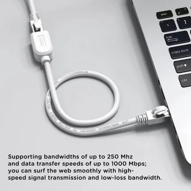 Alt view image 2 of 7 - CAT 6 Ethernet Extension Cable White 10FT, RJ45 8P8C Extender Male/Female, Internet Cable Extender Patch Cords for Router Modem Smart TV PC POE Ethernet Cord Extender