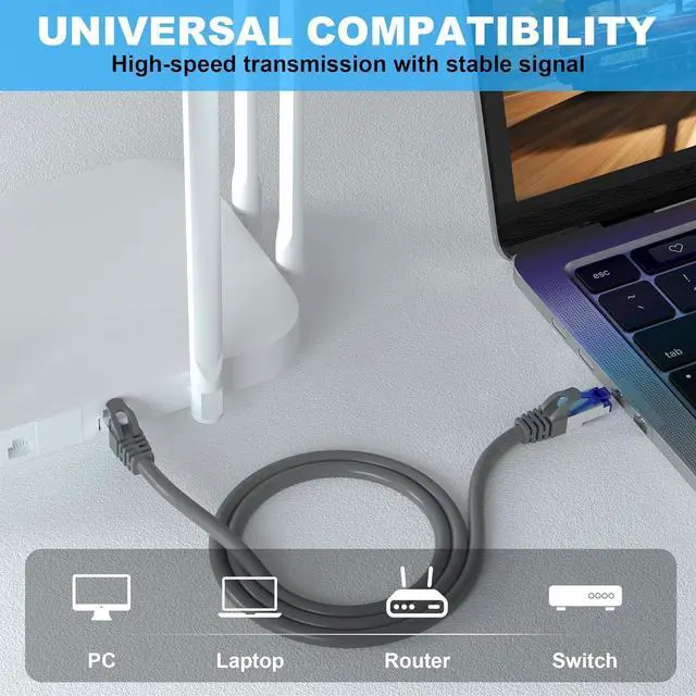 Alt view image 5 of 7 - Cat 6 Ethernet Cable 25ft, Cat 6 Outdoor&Indoor FTP Shielded Ethernet Cable, 23AWG Heavy Duty Network Cable, Waterproof, Direct Burial, UV Resistant, RJ45 Internet LAN Cable Patch Cords for Router