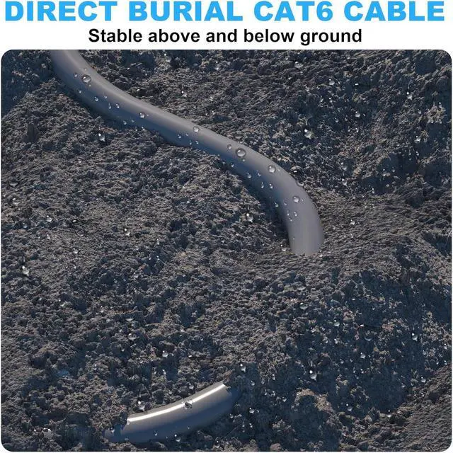 Alt view image 7 of 7 - Cat 6 Outdoor Ethernet Cable 328ft / 100M (20 RJ45), 23AWG Shielded Ethernet Cable Cat 6 Bulk, FTP, Waterproof, Direct Burial, In-Ground, UV Resistant, Network, LAN, Internet, Cat6 Cable - 328 Feet