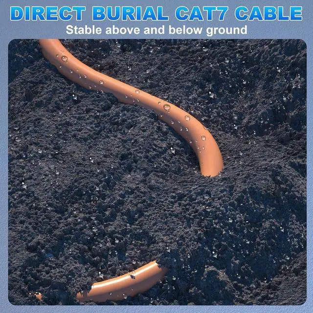 Alt view image 7 of 7 - Ethernet Cable 100ft, Cat 7 Outdoor Cable SFTP Triple Shielded Ethernet Cable Indoor, High-Speed 10Gbps 600MHz Network Cable, Waterproof/UV Resistant, Direct Burial, LAN Cable RJ45 for Router/Gaming
