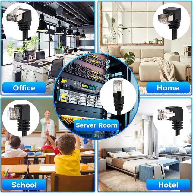 Alt view image 5 of 6 - Cat 6 Ethernet Extension Cable 5 PackMultiple AnglesUP/Down/Left/Right/Straight Cat6 RJ45 Network LAN Patch Cord Adapter FTP Shielded Male to Female Connector Supports CAT5E/CAT5-0.6 Feet