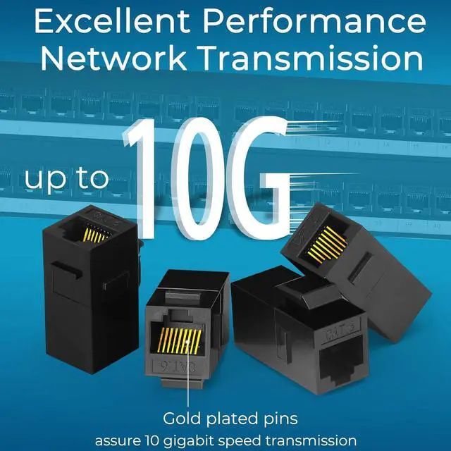 Alt view image 5 of 7 - 48 Port Cat6 Patch Panel with Inline Keystone 10G Support, Pass-Thru Coupler UTP 19-Inch, Removable Back Bar, 1U Network for Cat6, Cat5e, Cat5 Cabling