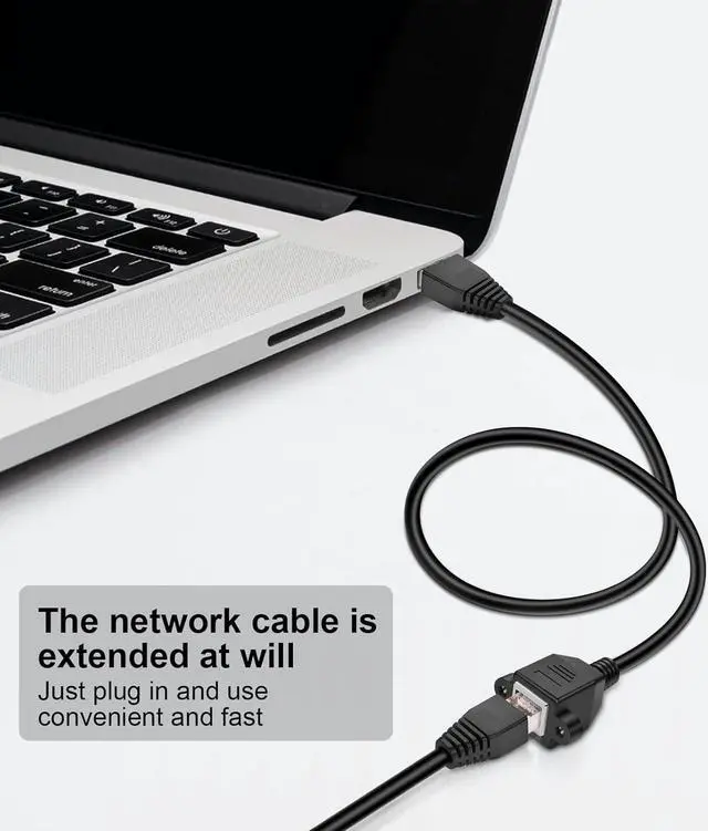 Alt view image 7 of 7 - iGreely Ethernet Extender 2Pack RJ45 Male to Female Screw Panel Mount Cat6/Cat5e/Cat5 Ethernet LAN Network Extension Cable 2ft/60cm CAT6