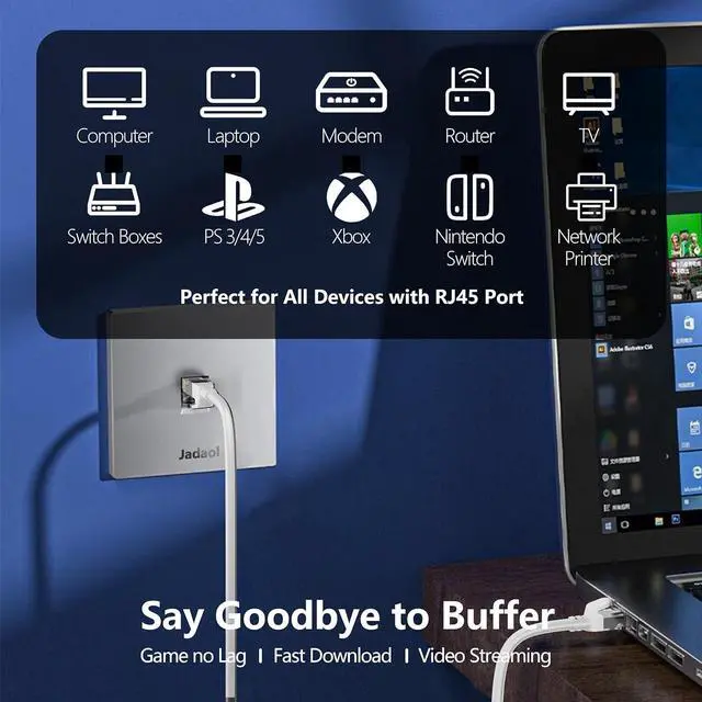 Alt view image 6 of 7 - Cat 6 Outdoor Ethernet Cable 50 ft, Support Cat8 Cat7 Network, 10Gbps 24AWG Pure Copper, Direct Burial Waterproof In-Ground UV Resistant LAN Internet Patch Cable for Router, Modem, PS4/5, Xbox, Gaming